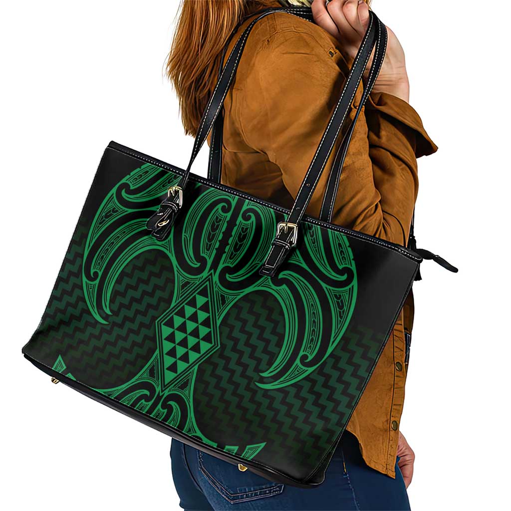 Kakariki Maori Ta Moko Poutama Art Leather Tote Bag LT9 - Polynesian Pride