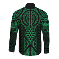 Kakariki Maori Ta Moko Poutama Art Long Sleeve Button Shirt LT9 - Polynesian Pride