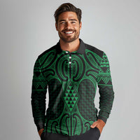 Kakariki Maori Ta Moko Poutama Art Long Sleeve Polo Shirt LT9 - Polynesian Pride