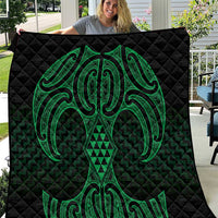 Kakariki Maori Ta Moko Poutama Art Quilt LT9 Green - Polynesian Pride