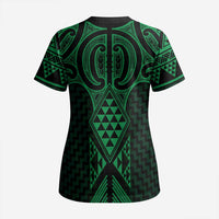 Kakariki Maori Ta Moko Poutama Art Scrub Top LT9 - Polynesian Pride