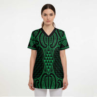 Kakariki Maori Ta Moko Poutama Art Scrub Top LT9 - Polynesian Pride
