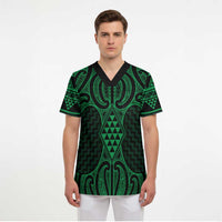 Kakariki Maori Ta Moko Poutama Art Scrub Top LT9 - Polynesian Pride