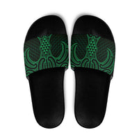 Kakariki Maori Ta Moko Poutama Art Slide Sandals LT9 Green - Polynesian Pride