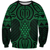 Kakariki Maori Ta Moko Poutama Art Sweatshirt LT9 Unisex Green - Polynesian Pride