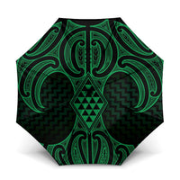 Kakariki Maori Ta Moko Poutama Art Umbrella LT9 One Size Folded 11.42 inch Opened Diameter 37.4 inch Green - Polynesian Pride
