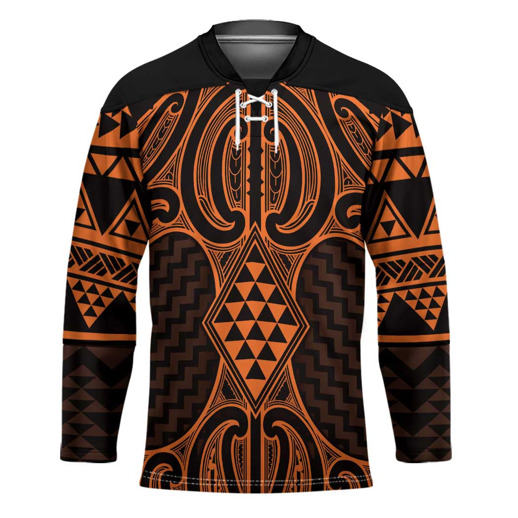 Karaka Maori Ta Moko Poutama Art Hockey Jersey LT9 Unisex Gold - Polynesian Pride