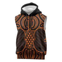 Karaka Maori Ta Moko Poutama Art Sleeveless Hoodie LT9 Gold - Polynesian Pride