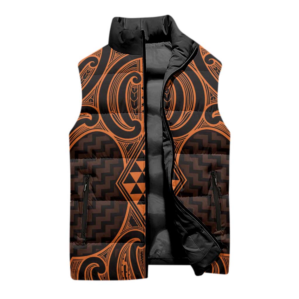 Karaka Maori Ta Moko Poutama Art Sleeveless Puffer Jacket LT9 - Polynesian Pride