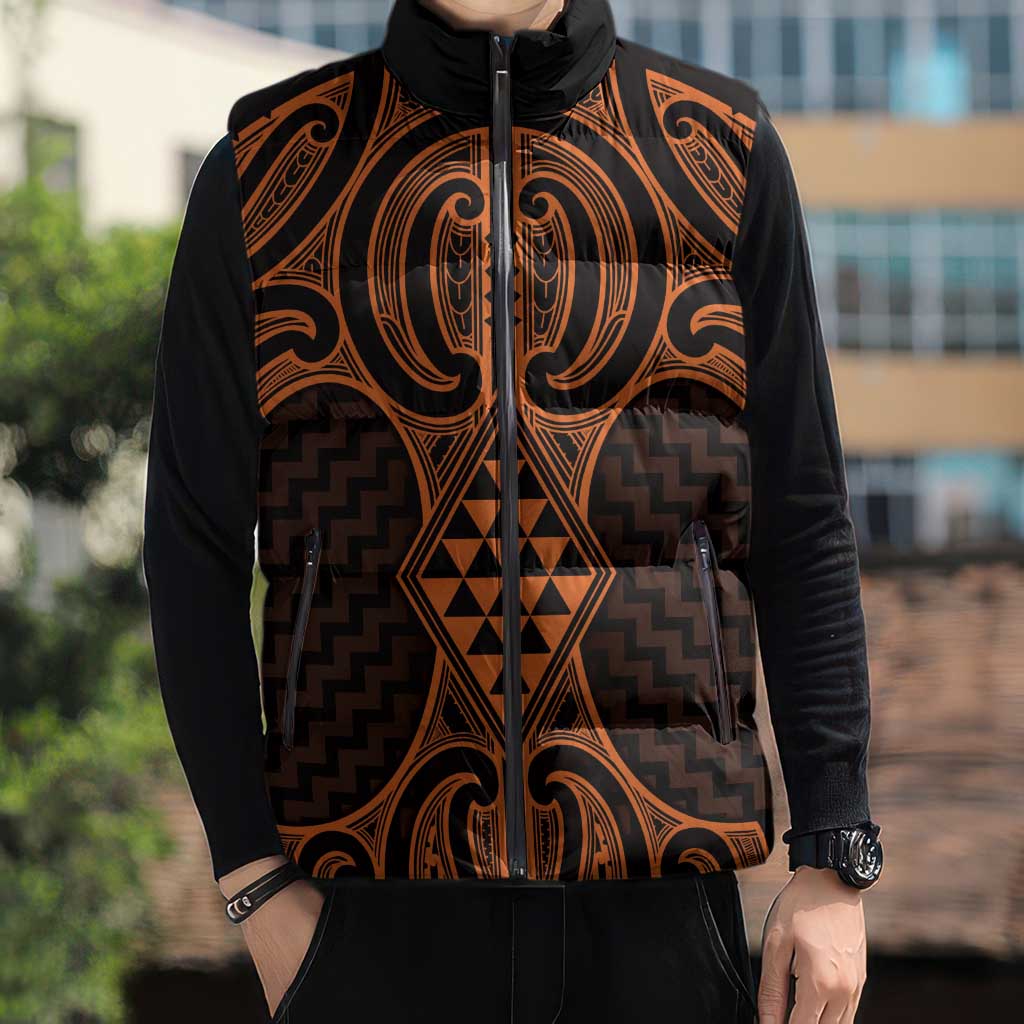 Karaka Maori Ta Moko Poutama Art Sleeveless Puffer Jacket LT9 - Polynesian Pride