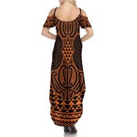 Karaka Maori Ta Moko Poutama Art Summer Maxi Dress LT9 - Polynesian Pride