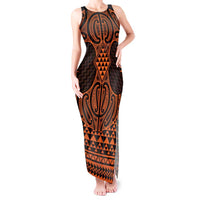 Karaka Maori Ta Moko Poutama Art Tank Maxi Dress LT9 Women Gold - Polynesian Pride