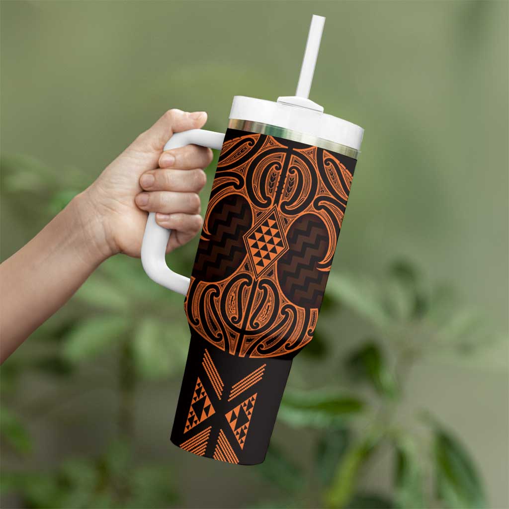 Karaka Maori Ta Moko Poutama Art Tumbler With Handle LT9 - Polynesian Pride