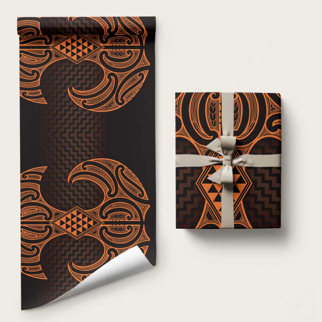 Karaka Maori Ta Moko Poutama Art Wrapping Paper LT9 58" × 23" Gold - Polynesian Pride