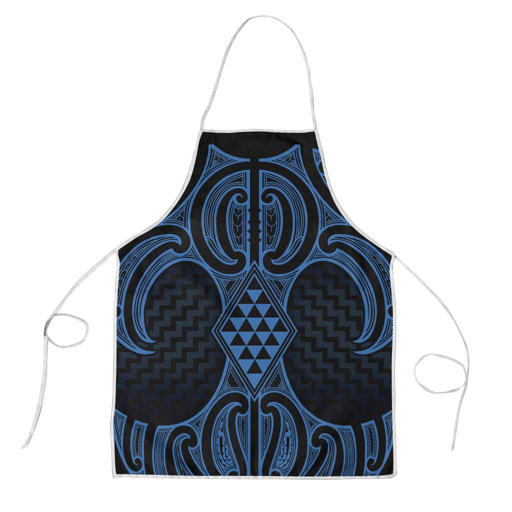 Kikorangi Maori Ta Moko Poutama Art Apron LT9 Blue - Polynesian Pride