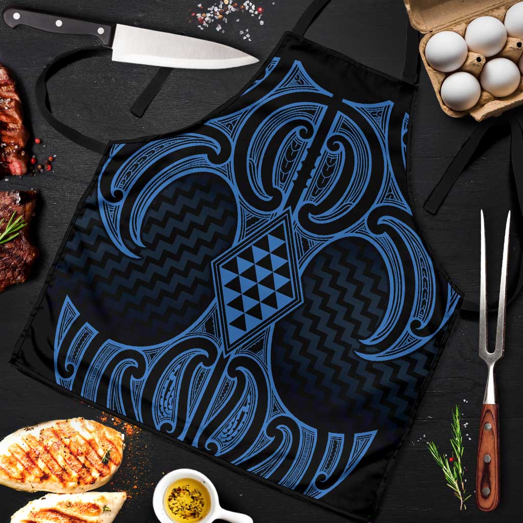 Kikorangi Maori Ta Moko Poutama Art Apron LT9 Blue - Polynesian Pride