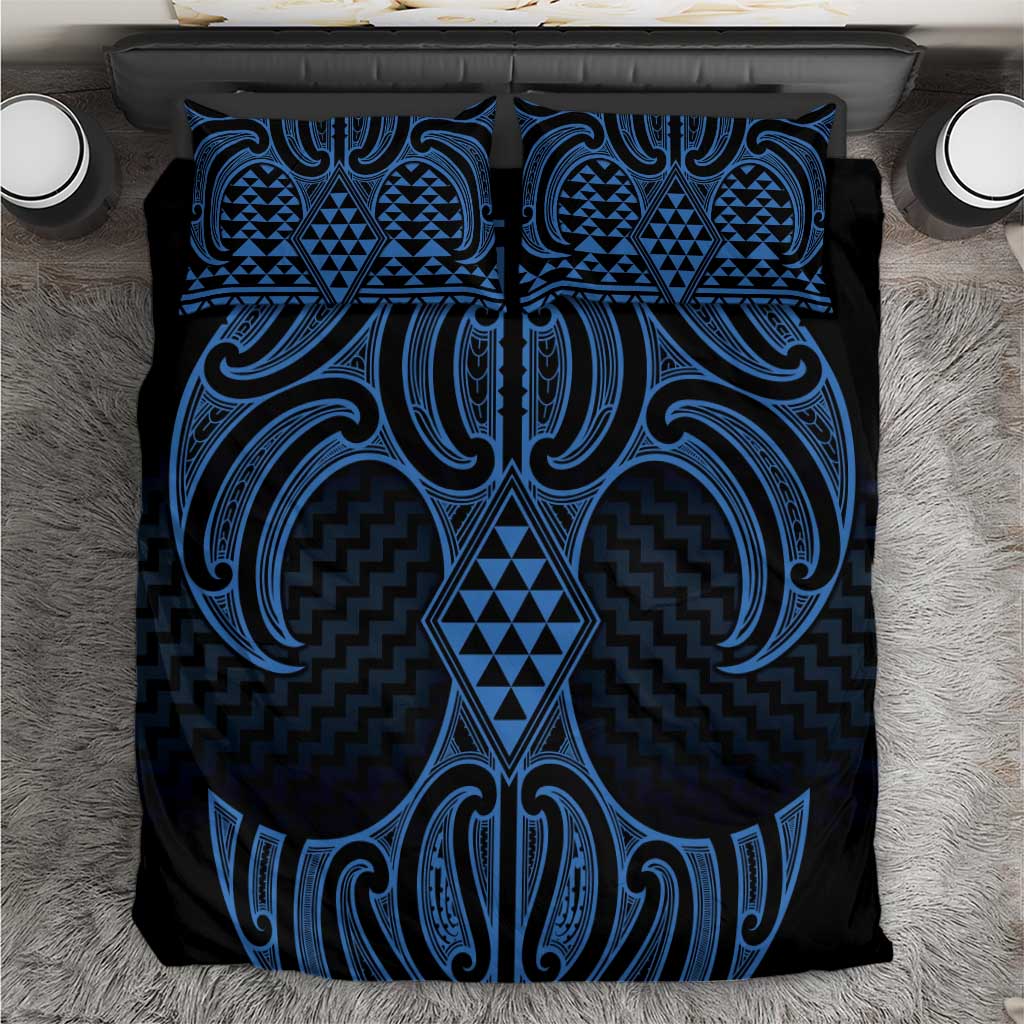 Kikorangi Maori Ta Moko Poutama Art Bedding Set LT9 Blue - Polynesian Pride