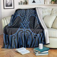 Kikorangi Maori Ta Moko Poutama Art Blanket LT9 Blue - Polynesian Pride
