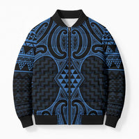 Kikorangi Maori Ta Moko Poutama Art Bomber Puffer Jacket LT9 Unisex Blue - Polynesian Pride
