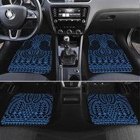 Kikorangi Maori Ta Moko Poutama Art Car Mats LT9 Set 4pcs Blue - Polynesian Pride
