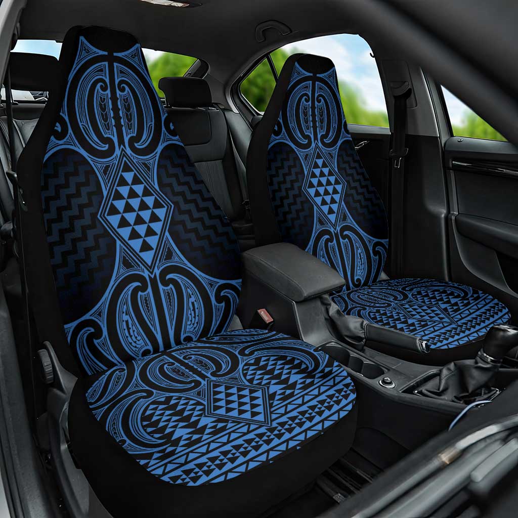 Kikorangi Maori Ta Moko Poutama Art Car Seat Cover LT9 One Size Blue - Polynesian Pride