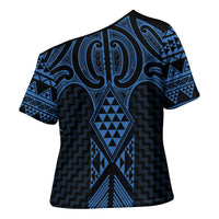 Kikorangi Maori Ta Moko Poutama Art Cross Shoulder Shirt LT9 - Polynesian Pride
