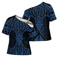 Kikorangi Maori Ta Moko Poutama Art Cross Shoulder Shirt LT9 - Polynesian Pride