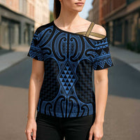 Kikorangi Maori Ta Moko Poutama Art Cross Shoulder Shirt LT9 - Polynesian Pride