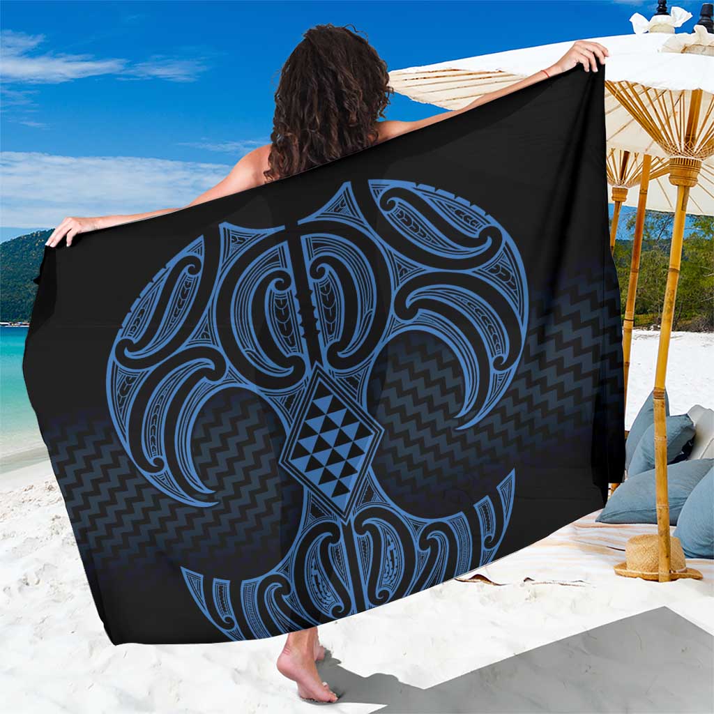 Kikorangi Maori Ta Moko Poutama Art Sarong LT9 One Size 44 x 66 inches Blue - Polynesian Pride
