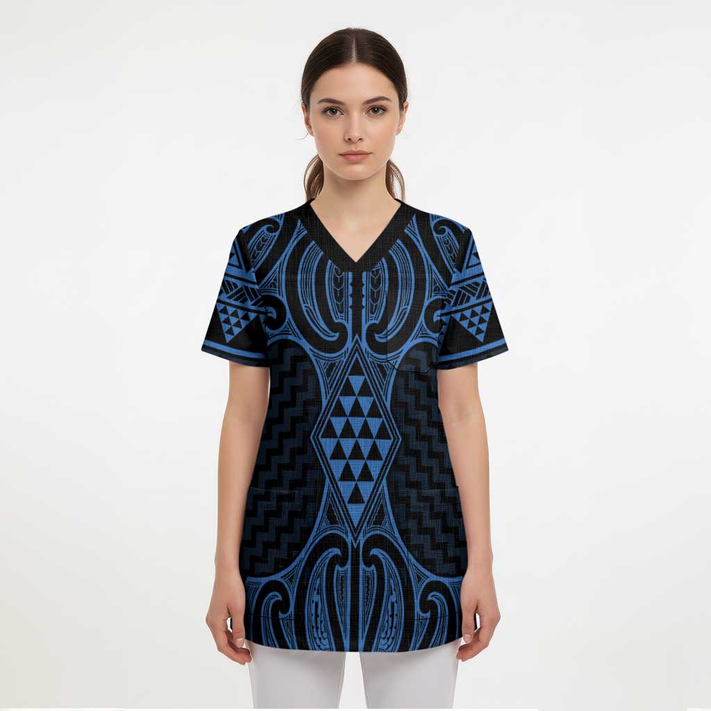 Kikorangi Maori Ta Moko Poutama Art Scrub Top LT9 - Polynesian Pride