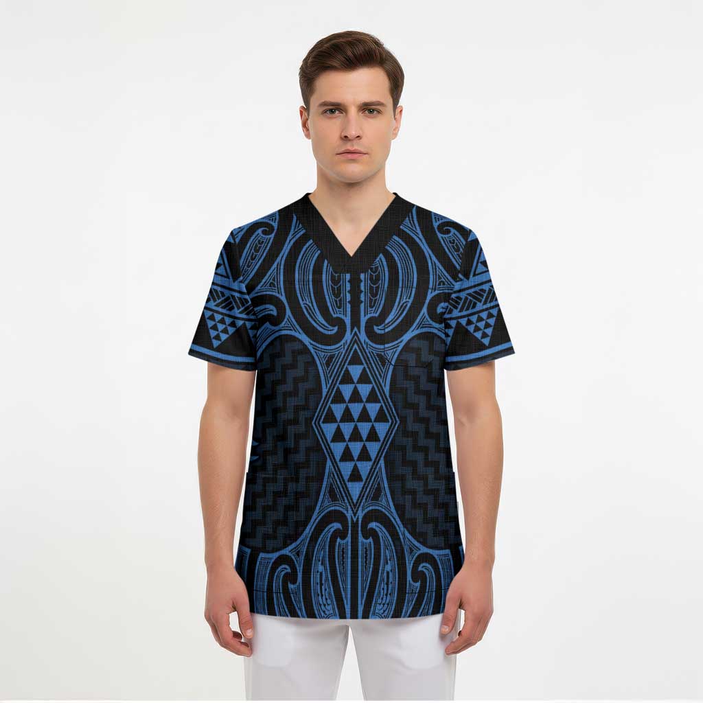 Kikorangi Maori Ta Moko Poutama Art Scrub Top LT9 - Polynesian Pride