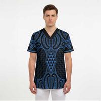 Kikorangi Maori Ta Moko Poutama Art Scrub Top LT9 - Polynesian Pride