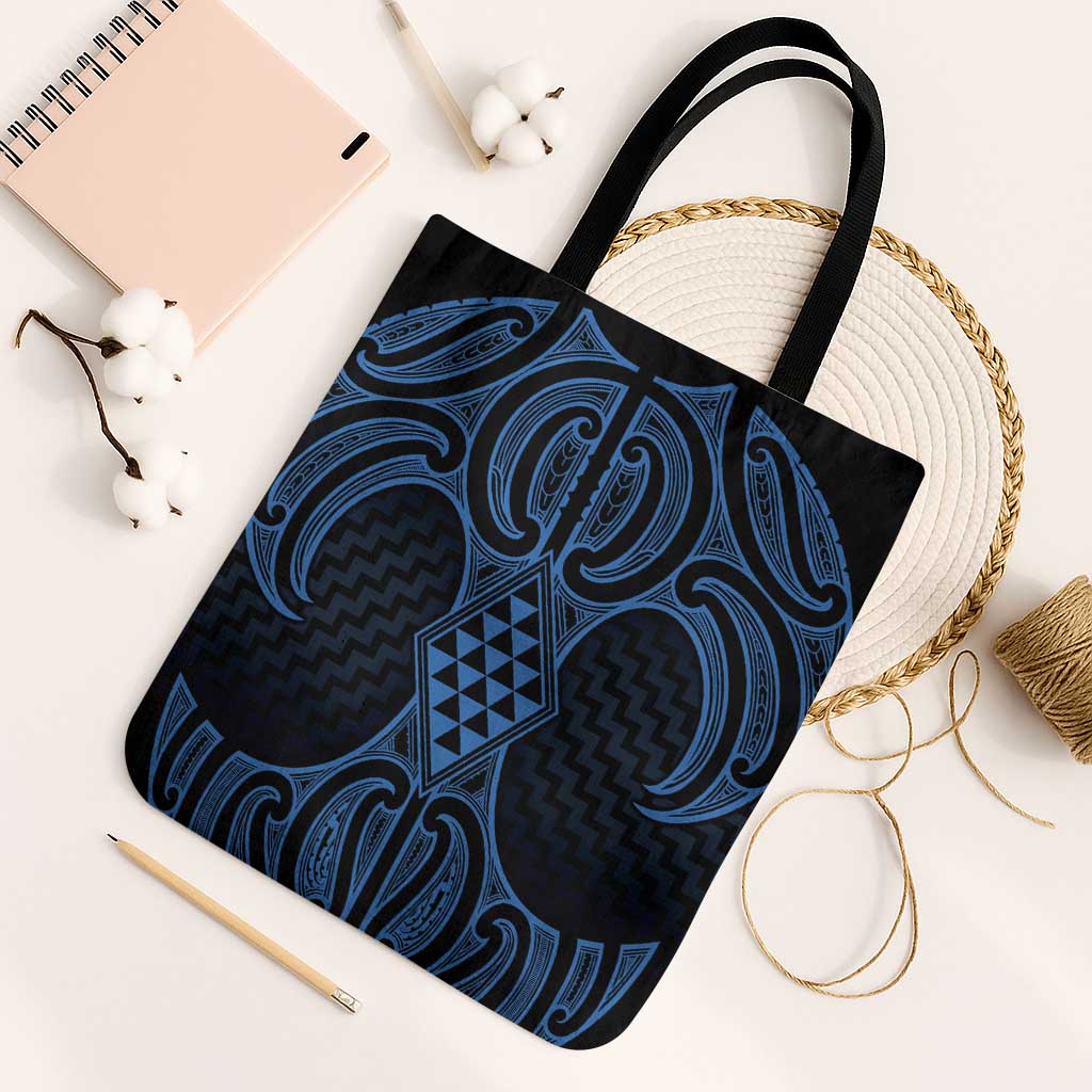 Kikorangi Maori Ta Moko Poutama Art Tote Bag LT9 Black Strap One Size Blue - Polynesian Pride