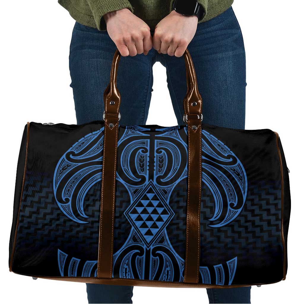 Kikorangi Maori Ta Moko Poutama Art Travel Bag LT9 Blue - Polynesian Pride