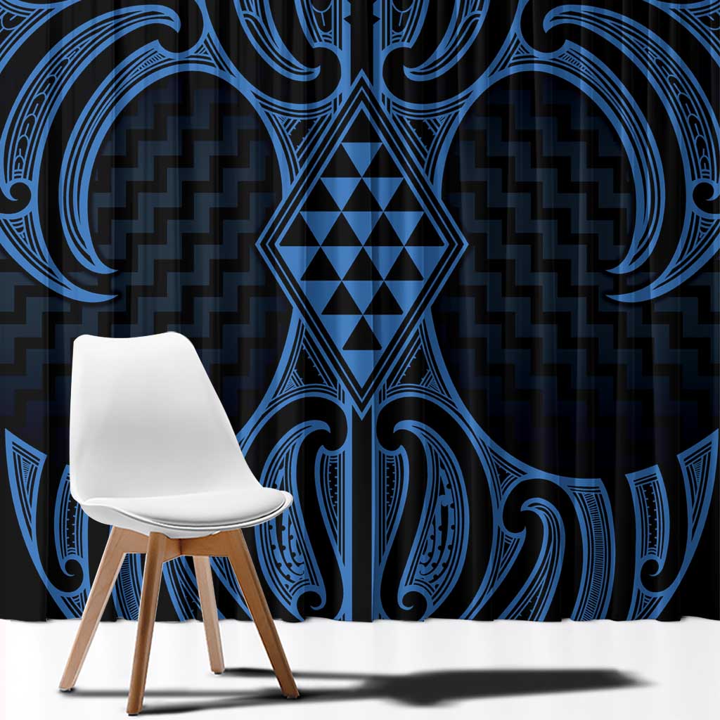 Kikorangi Maori Ta Moko Poutama Art Window Curtain LT9 - Polynesian Pride