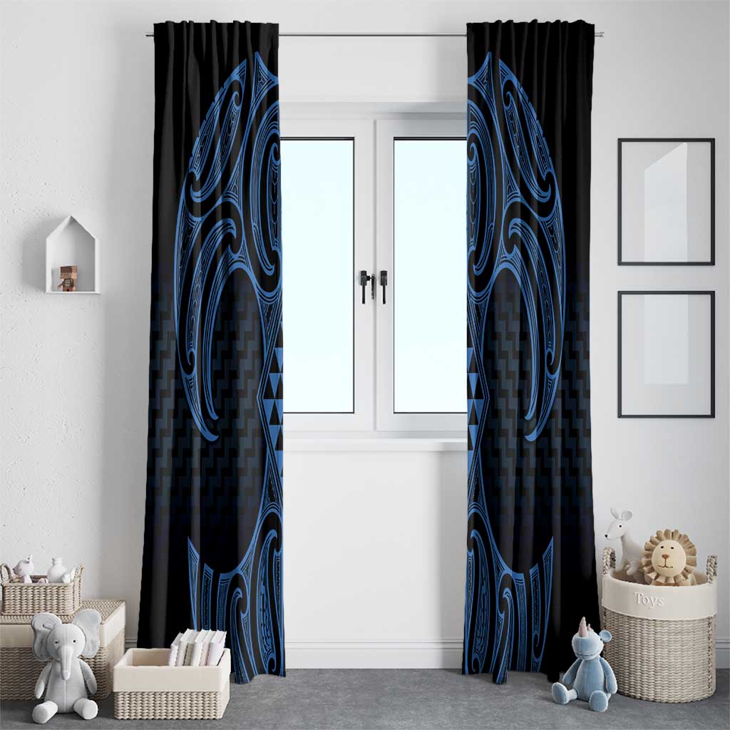 Kikorangi Maori Ta Moko Poutama Art Window Curtain LT9 - Polynesian Pride