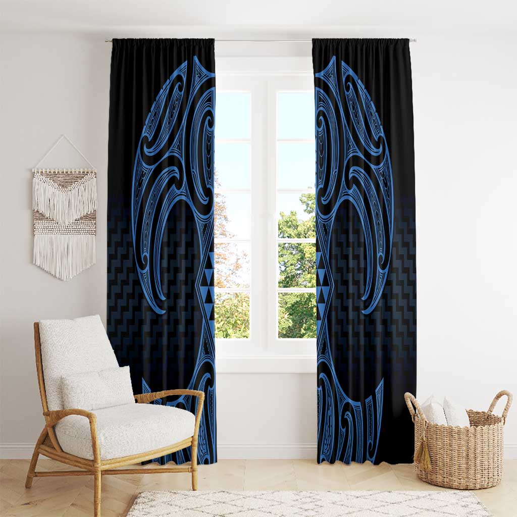 Kikorangi Maori Ta Moko Poutama Art Window Curtain LT9 - Polynesian Pride