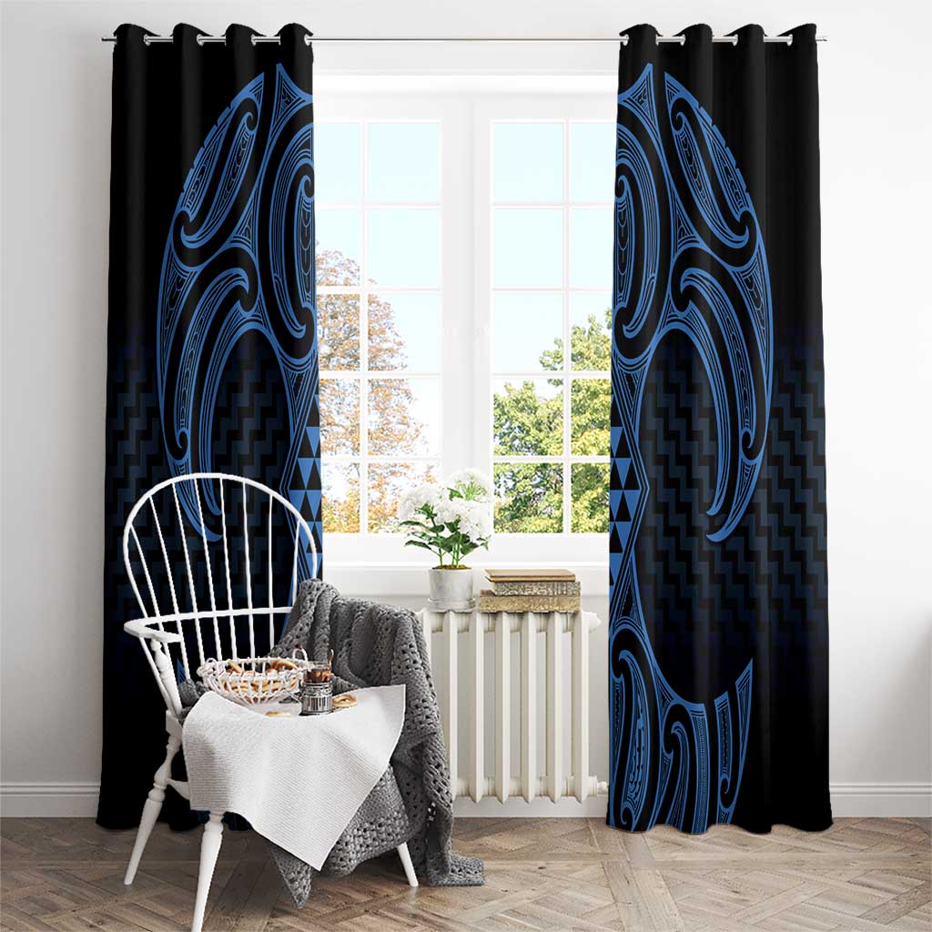 Kikorangi Maori Ta Moko Poutama Art Window Curtain LT9 - Polynesian Pride