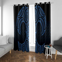 Kikorangi Maori Ta Moko Poutama Art Window Curtain LT9 With Grommets Blue - Polynesian Pride