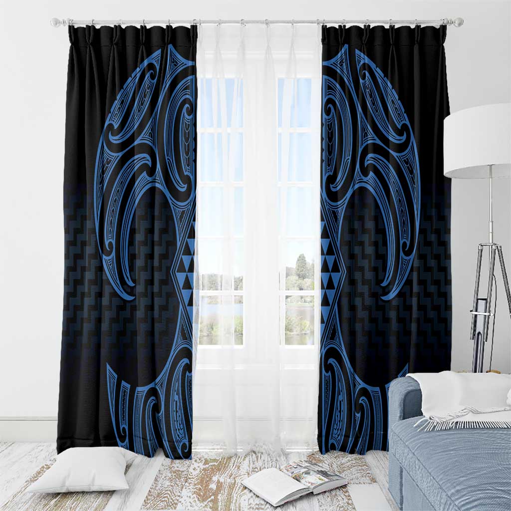 Kikorangi Maori Ta Moko Poutama Art Window Curtain LT9 - Polynesian Pride