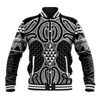 Ma Maori Ta Moko Poutama Art Baseball Jacket LT9 Unisex White - Polynesian Pride