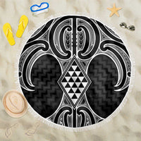 Ma Maori Ta Moko Poutama Art Beach Blanket LT9 One Size 150cm White - Polynesian Pride