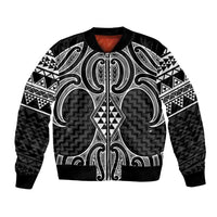 Ma Maori Ta Moko Poutama Art Bomber Jacket LT9 Unisex White - Polynesian Pride