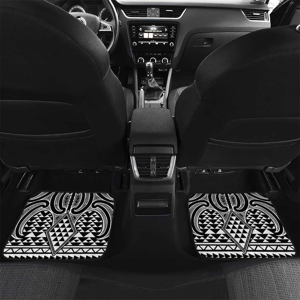 Ma Maori Ta Moko Poutama Art Car Mats LT9 Set 2pcs - Back White - Polynesian Pride