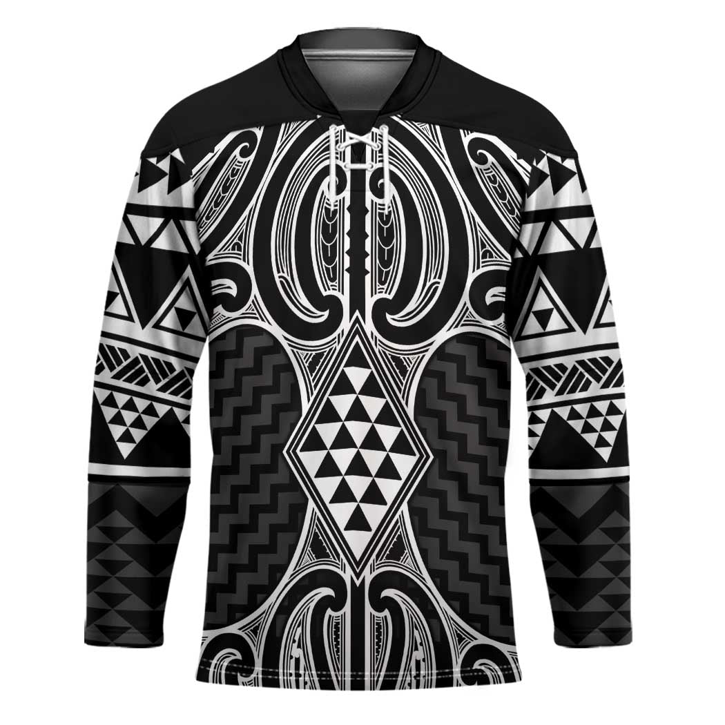 Ma Maori Ta Moko Poutama Art Hockey Jersey LT9 Unisex White - Polynesian Pride