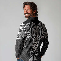 Ma Maori Ta Moko Poutama Art Long Sleeve Polo Shirt LT9 - Polynesian Pride