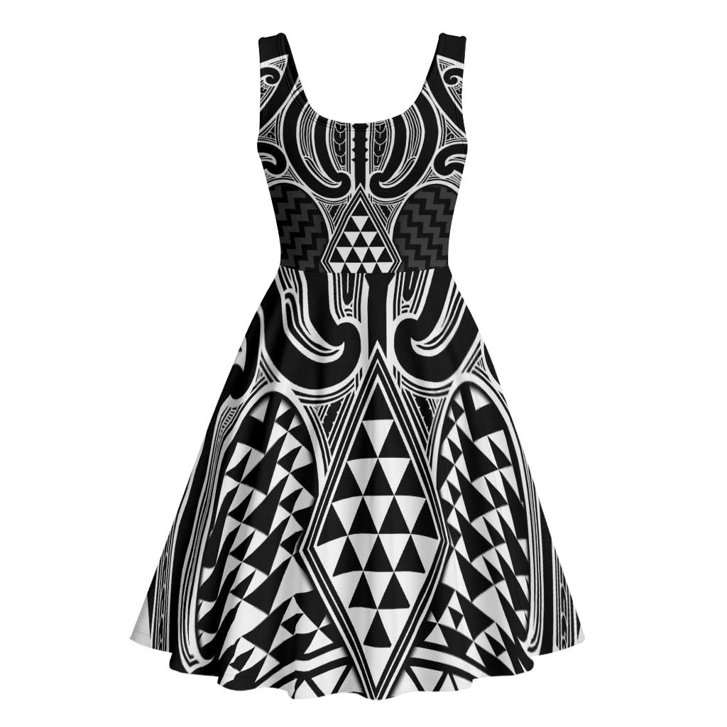 Ma Maori Ta Moko Poutama Art Midi Dress LT9 - Polynesian Pride