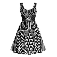 Ma Maori Ta Moko Poutama Art Midi Dress LT9 - Polynesian Pride
