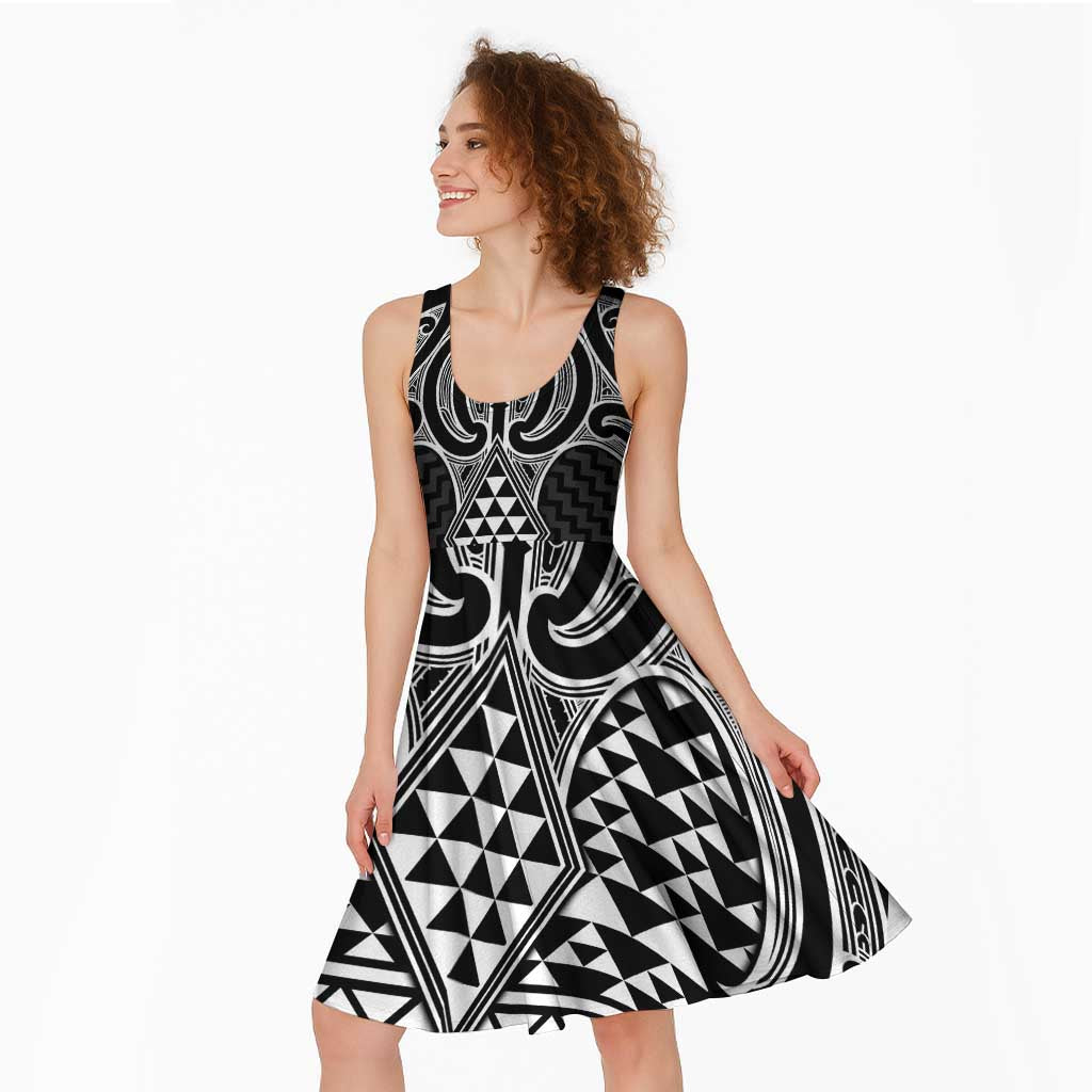 Ma Maori Ta Moko Poutama Art Midi Dress LT9 - Polynesian Pride