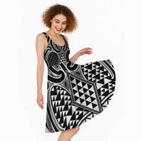 Ma Maori Ta Moko Poutama Art Midi Dress LT9 - Polynesian Pride